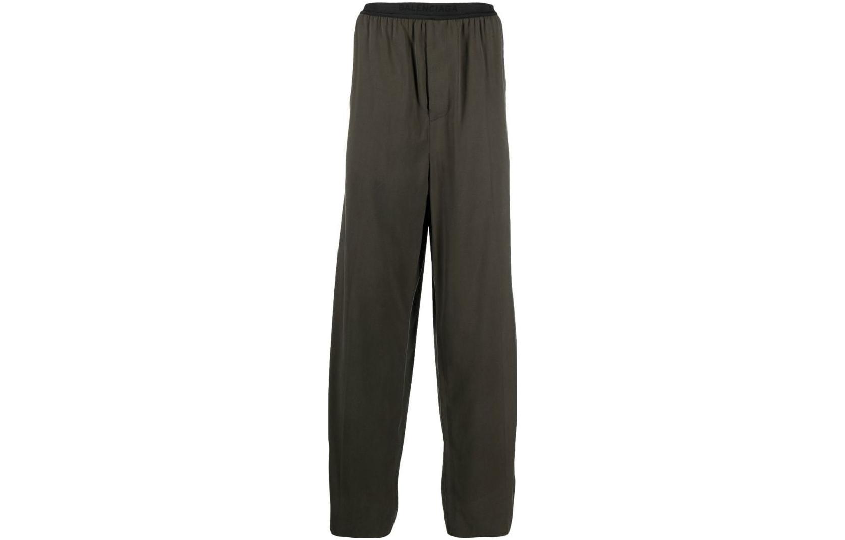 Balenciaga SS22 Logo Wide-Leg Casual Pants Coffee Brown . 675490TMO152840