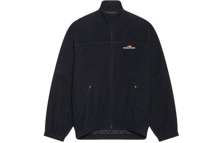 Balenciaga SS22 Lunar New Year Tiger Logo High Neck Jacket Black Edition 681879TJQ321000