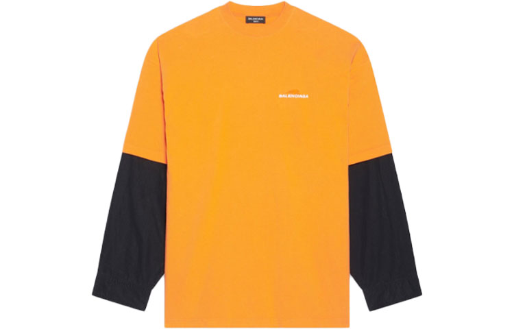 Balenciaga SS22 Lunar New Year Tiger Logo Patchwork Long Sleeve Sweatshirt Orange 671401TLVI57702