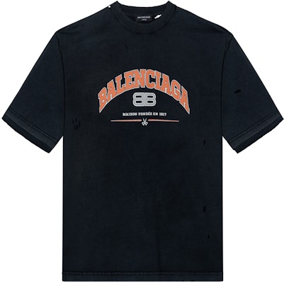 バレンシアガ SS22 メゾンBBロゴ ヴィンテージウォッシュ オーバーサイズTシャツ ブラック 612966TLVJ11074 Buy バレンシアガ SS22 メゾンBBロゴ ヴィンテージウォッシュ オーバーサイズTシャツ ブラック 612966TLVJ11074