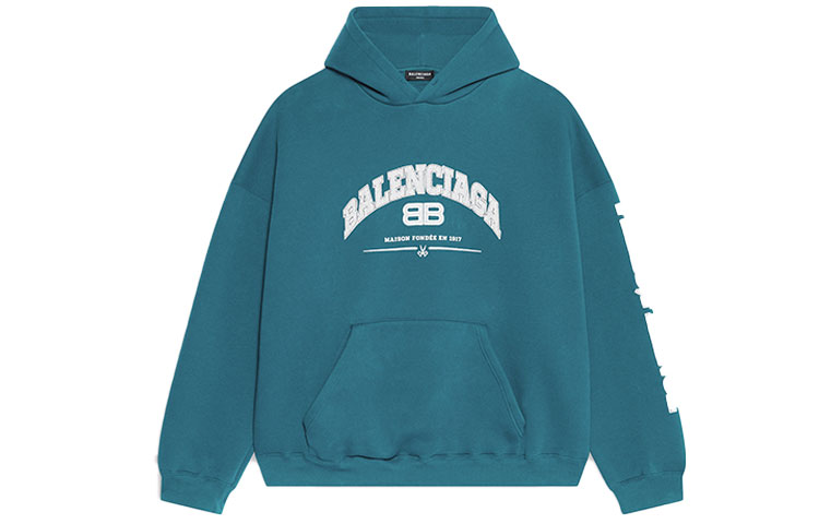 Balenciaga SS22 Maison Letter Logo Blue Hoodie Long Sleeve 674986TLVJ24480