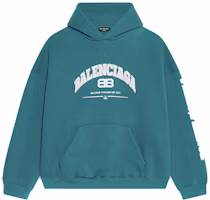 Balenciaga SS22 Maison Letter Logo Blue Hoodie Long Sleeve 674986TLVJ24480 Balenciaga SS22 Maison Letter Logo Blue Hoodie Long Sleeve 674986TLVJ24480