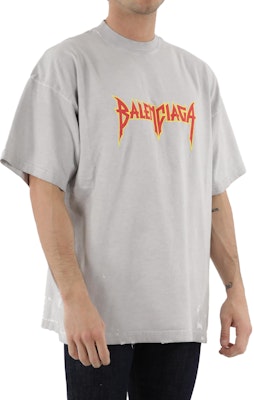 Balenciaga SS22 Metallica Band Lightning Print Crewneck T-Shirt Grey . 694576TMV880901 Details for Balenciaga SS22 Metallica Band Lightning Print Crewneck T-Shirt Grey . 694576TMV880901