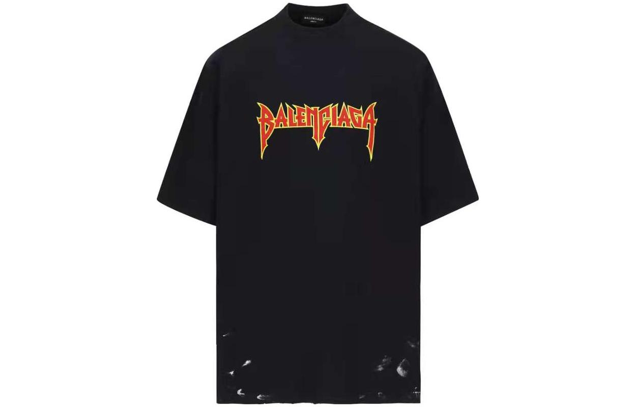 Balenciaga SS22 Metallica Rock Band Lightning Logo Unisex Black T-Shirt. 694576TMV881055 圖 2