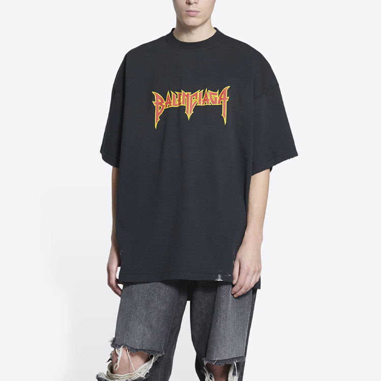 Balenciaga SS22 Metallica Rock Band Lightning Logo Unisex Black T-Shirt. 694576TMV881055 圖 4