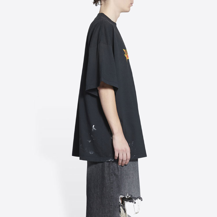 Balenciaga SS22 Metallica Rock Band Lightning Logo Unisex Black T-Shirt. 694576TMV881055 圖 6