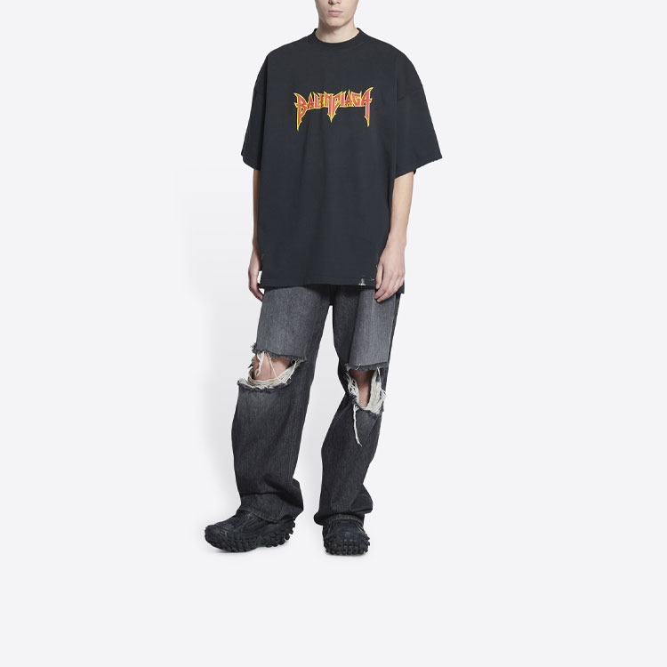 Balenciaga SS22 Metallica Rock Band Lightning Logo Unisex Black T-Shirt. 694576TMV881055 圖 7