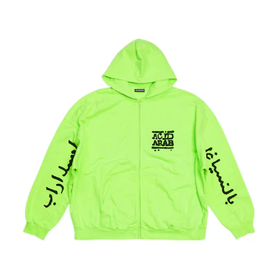 Balenciaga SS22 Music Acid Arab Green Letter Print Zip Hoodie Unisex 674719TMVP74162
