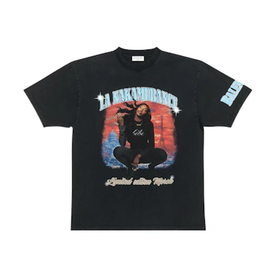 Balenciaga SS22 Music Aya Nakamura Graphic Print Black Loose Fit T-Shirt Men. 641655TMV861055