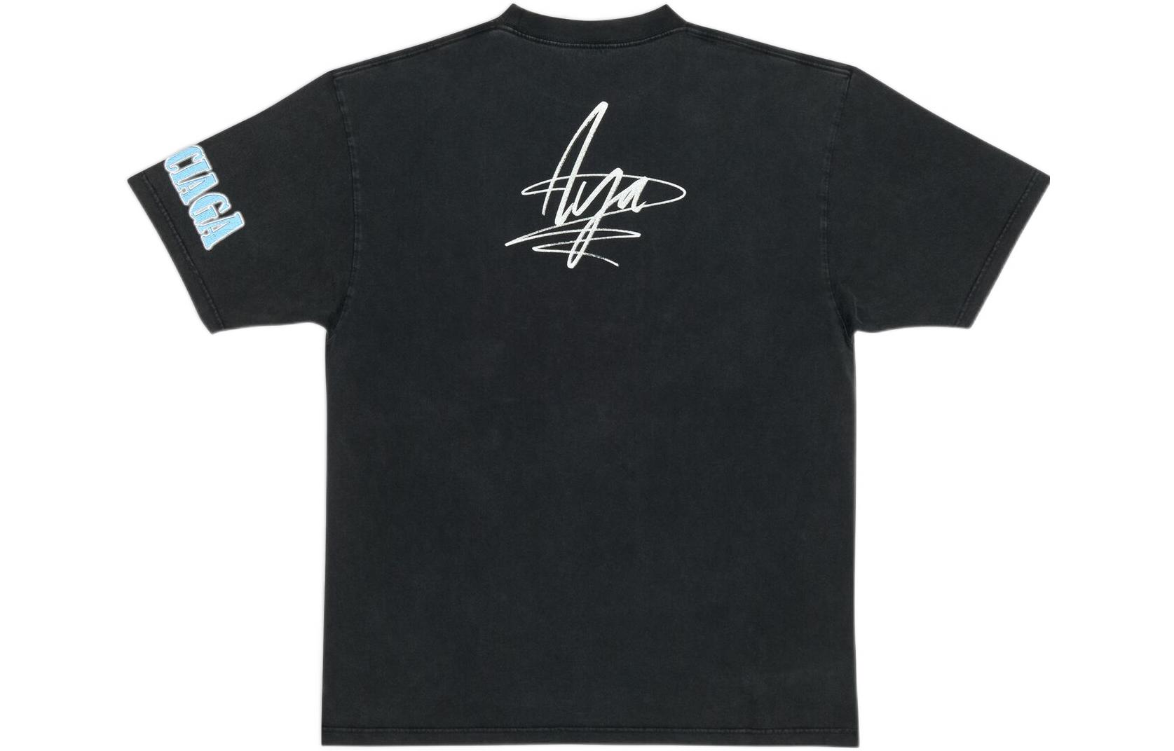 Lookbook 巴黎世家SS22音乐Aya Nakamura印花黑色宽松版男士T恤 641655TMV861055