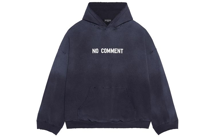Balenciaga SS22 Navy Blue Oversized Hoodie with Logo for Men 674986TLVG43967