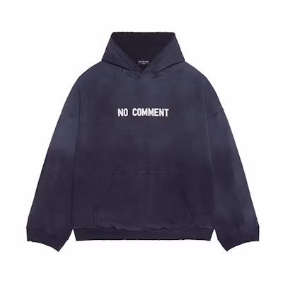 Balenciaga SS22 Navy Blue Oversized Hoodie with Logo for Men 674986TLVG43967