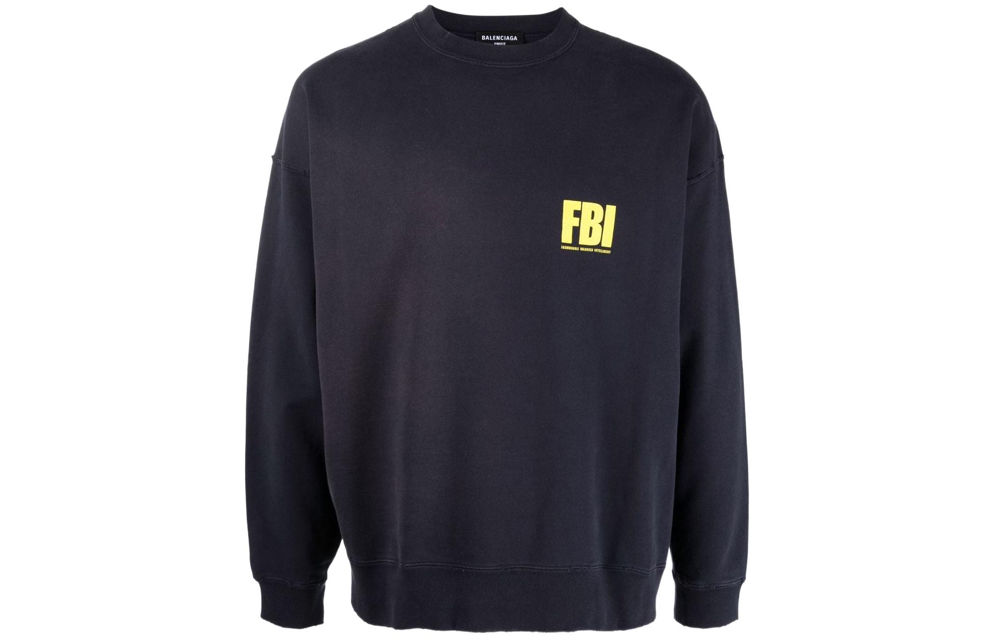 Balenciaga SS22 Navy Letter Print Long Sleeve Crewneck Sweatshirt () 676629TLVH14265
