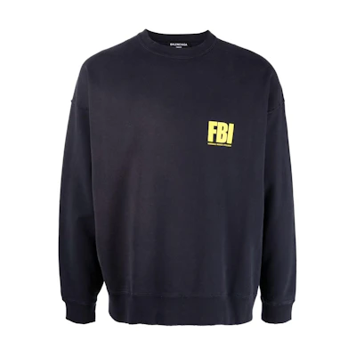 Balenciaga SS22 Navy Letter Print Long Sleeve Crewneck Sweatshirt () 676629TLVH14265