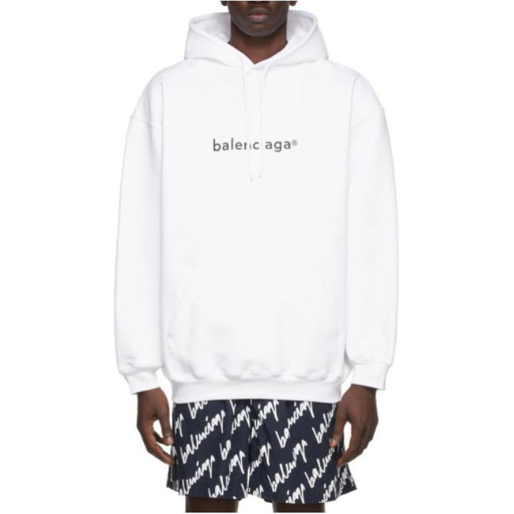 Balenciaga SS22 New Copyright White Logo Print Hoodie Mens White 221342M202012