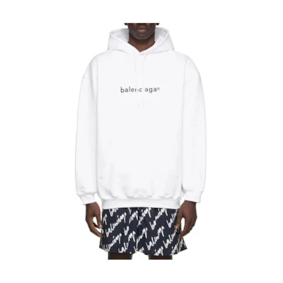 Balenciaga SS22 New Copyright White Logo Print Hoodie Mens White 221342M202012