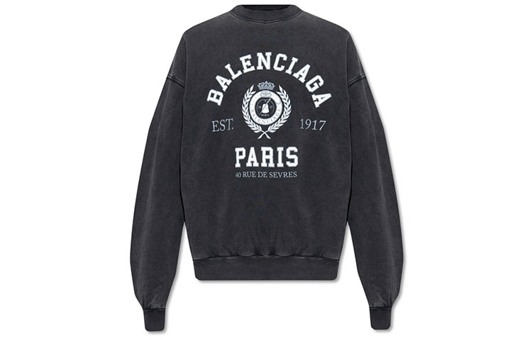Balenciaga SS22 Oversized Logo Print Crewneck Sweatshirt Black 697869TMV991000
