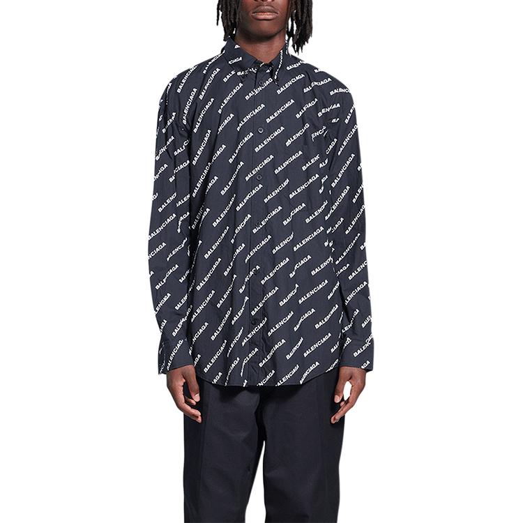 Purchase 巴黎世家SS22宽松版印花长袖衬衫黑色 534333TLLJ11070