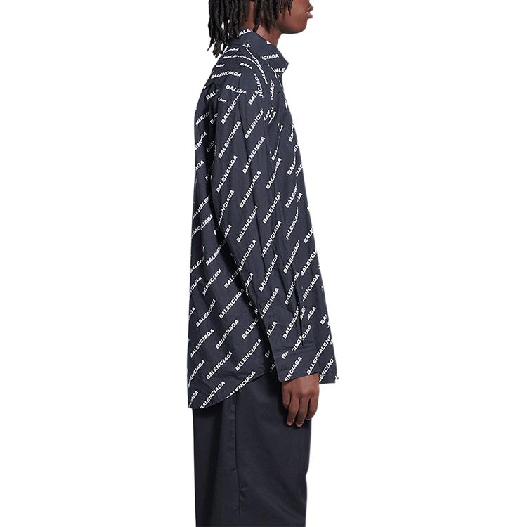 Sizing 巴黎世家SS22宽松版印花长袖衬衫黑色 534333TLLJ11070