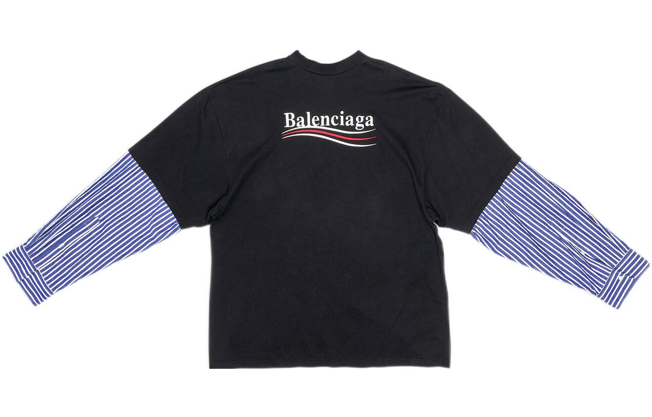 Balenciaga SS22 Political Campaign Logo Print Long Sleeve T-Shirt Black . 698631TKVJ11070