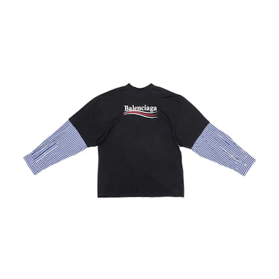 Balenciaga SS22 Political Campaign Logo Print Long Sleeve T-Shirt Black . 698631TKVJ11070