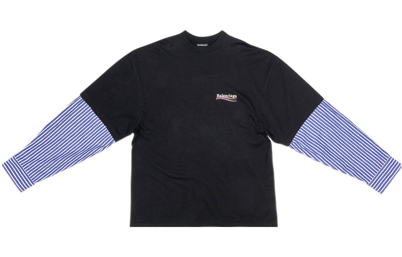 Lookbook バレンシアガ SS22 ポリティカルキャンペーン ロゴプリント 長袖Tシャツ ブラック 698631TKVJ11070