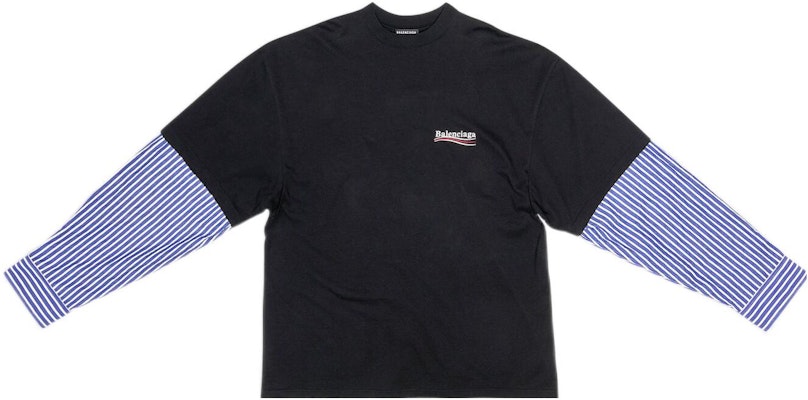 バレンシアガ SS22 ポリティカルキャンペーン ロゴプリント 長袖Tシャツ ブラック 698631TKVJ11070 Lookbook バレンシアガ SS22 ポリティカルキャンペーン ロゴプリント 長袖Tシャツ ブラック 698631TKVJ11070