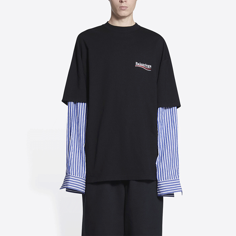 Purchase バレンシアガ SS22 ポリティカルキャンペーン ロゴプリント 長袖Tシャツ ブラック 698631TKVJ11070