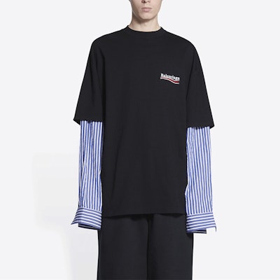 バレンシアガ SS22 ポリティカルキャンペーン ロゴプリント 長袖Tシャツ ブラック 698631TKVJ11070 Purchase バレンシアガ SS22 ポリティカルキャンペーン ロゴプリント 長袖Tシャツ ブラック 698631TKVJ11070