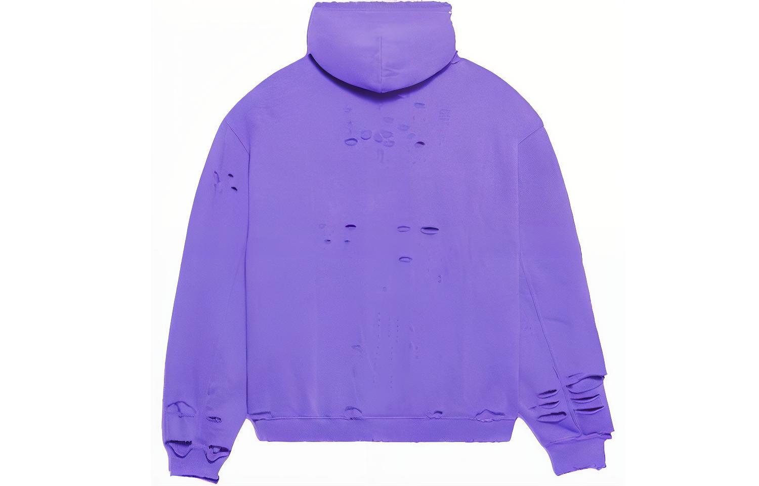 Balenciaga SS22 Purple Hoodie with Letter Print, Drawstring & Distressed Finish. 659403TKVB63078 圖 3