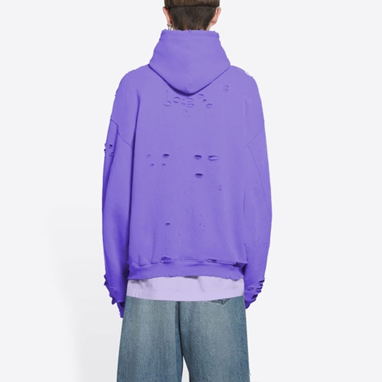 Balenciaga SS22 Purple Hoodie with Letter Print, Drawstring & Distressed Finish. 659403TKVB63078 圖 4