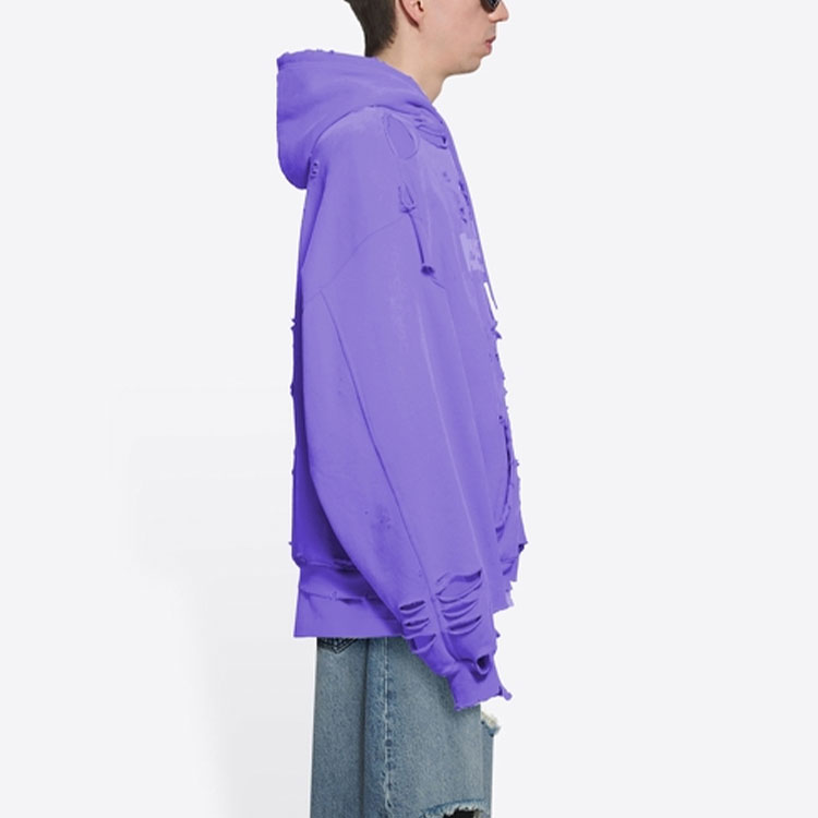 Balenciaga SS22 Purple Hoodie with Letter Print, Drawstring & Distressed Finish. 659403TKVB63078 圖 6