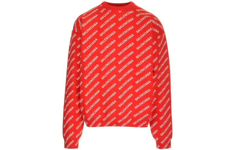 Balenciaga SS22 Red Alphabet Print Crewneck Sweatshirt Men 702952T32336090