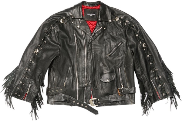 Balenciaga SS22 Red Carpet Fringe Detachable Long Sleeve Leather Jacket Black Mens 697789TMS071000 Buy Balenciaga SS22 Red Carpet Fringe Detachable Long Sleeve Leather Jacket Black Mens 697789TMS071000