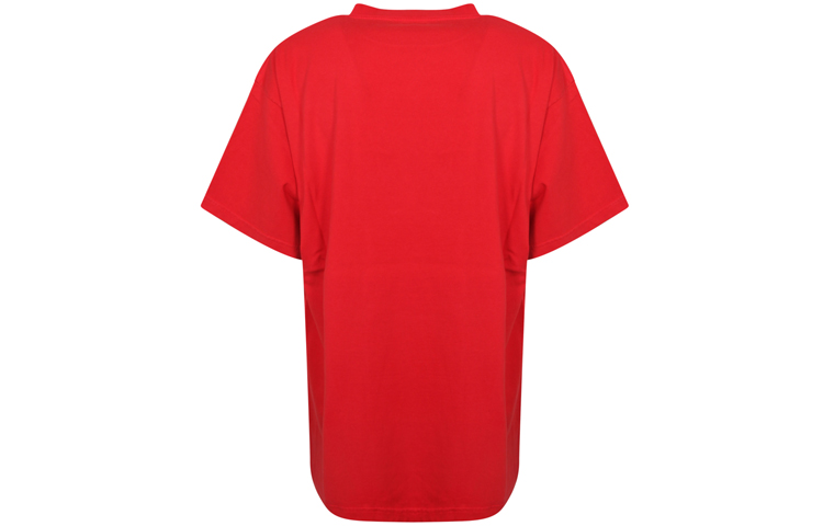 Lookbook Balenciaga SS22 Red Logo Print Crewneck Loose Fit T-Shirt for Men 676589TLVF16407