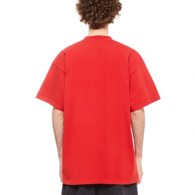 Balenciaga SS22 Red Logo Print Crewneck Loose Fit T-Shirt for Men 676589TLVF16407 Purchase Balenciaga SS22 Red Logo Print Crewneck Loose Fit T-Shirt for Men 676589TLVF16407