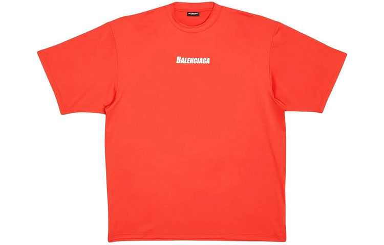 Balenciaga SS22 Red Logo Print Loose Fit T-Shirt for Men. 6570274B8B56400 圖 2