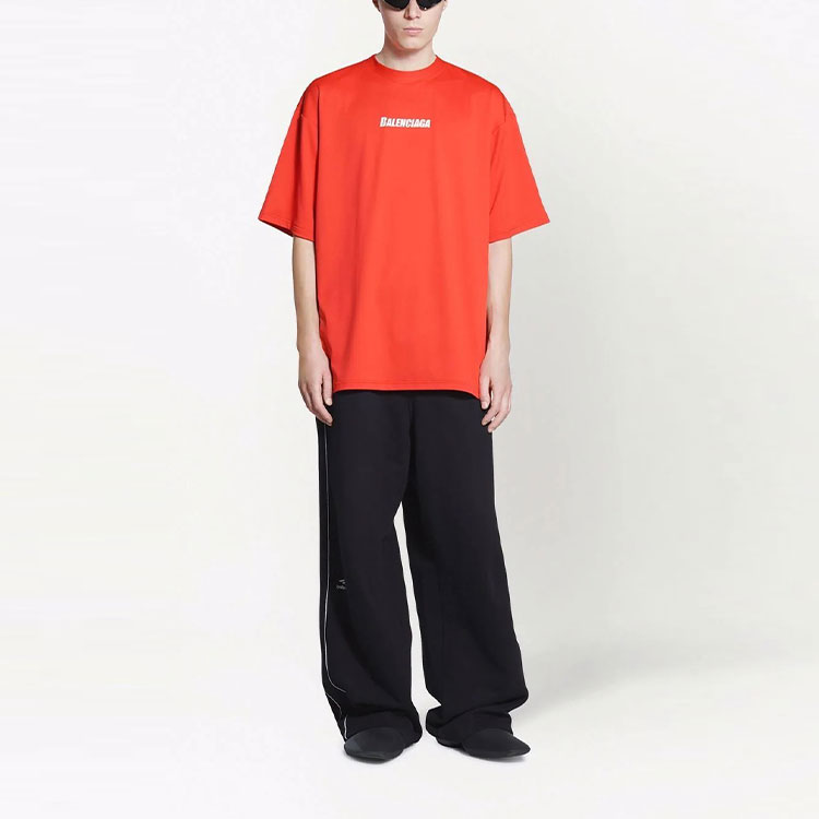 Balenciaga SS22 Red Logo Print Loose Fit T-Shirt for Men. 6570274B8B56400 圖 4