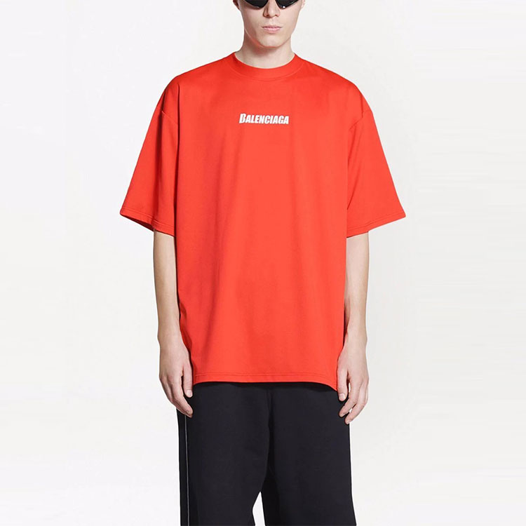 Balenciaga SS22 Red Logo Print Loose Fit T-Shirt for Men. 6570274B8B56400 圖 5