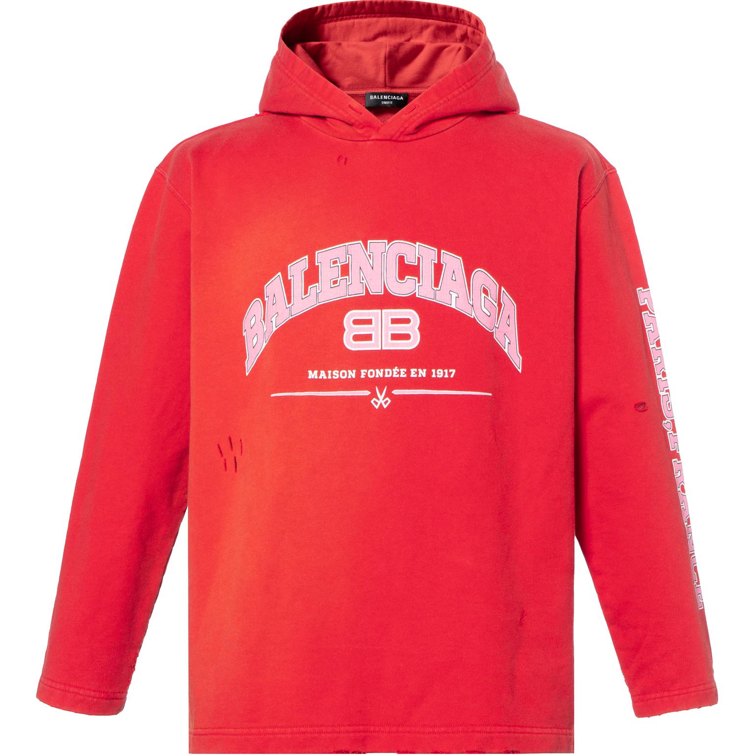 Balenciaga SS22 Red Oversized Fleece Sweatshirt with Letter Logo Print . 670946-TLVJ3-6441
