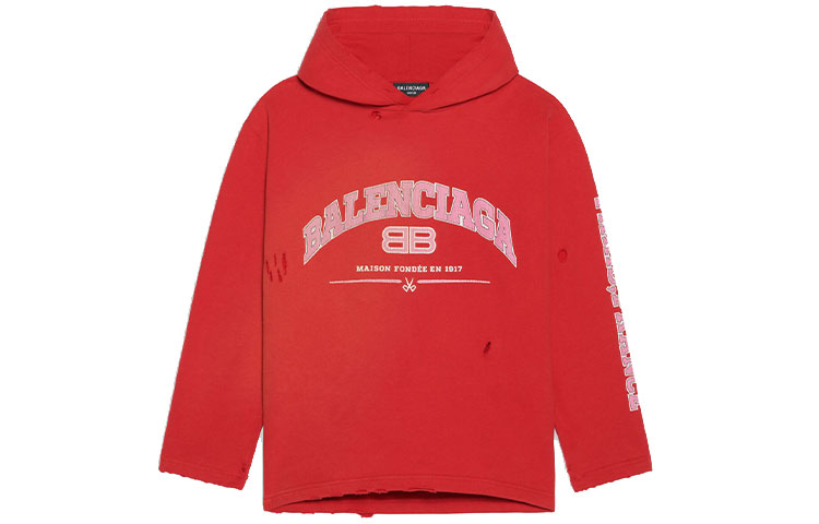 Order バレンシアガ SS22 レッド オーバーサイズ フリース スウェットシャツ ロゴプリント付き 670946-TLVJ3-6441