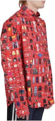 Balenciaga SS22 Red Printed Cotton Long Sleeve Shirt Regular Fit 662983TLL026400 Shop Balenciaga SS22 Red Printed Cotton Long Sleeve Shirt Regular Fit 662983TLL026400