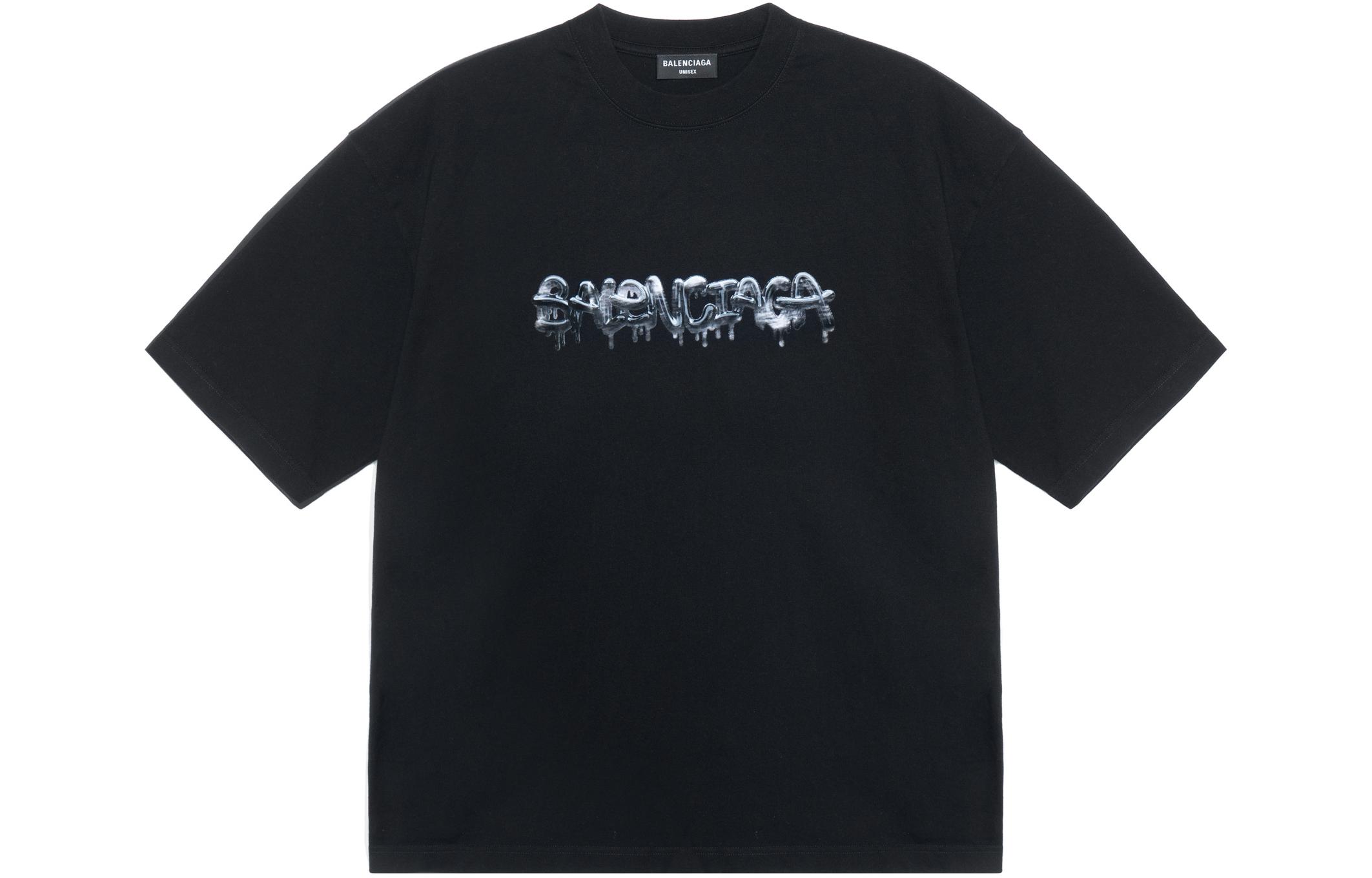 Balenciaga SS22 Slime Graffiti Logo Printed Unisex Black Short Sleeve T-Shirt. 612966TLVF11069 圖 2