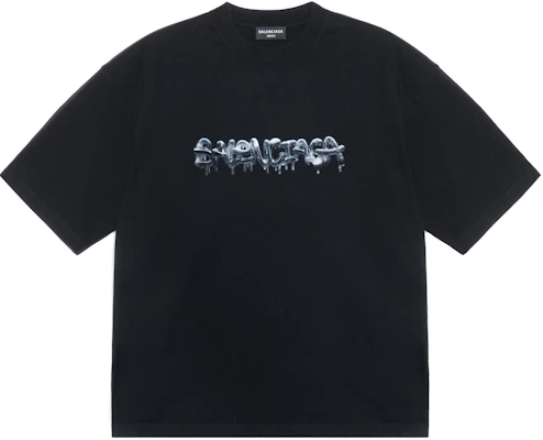 Balenciaga SS22 Baju Hitam Lengan Pendek Unisex Logo Graffiti Slime. 612966TLVF11069 Order Balenciaga SS22 Baju Hitam Lengan Pendek Unisex Logo Graffiti Slime. 612966TLVF11069