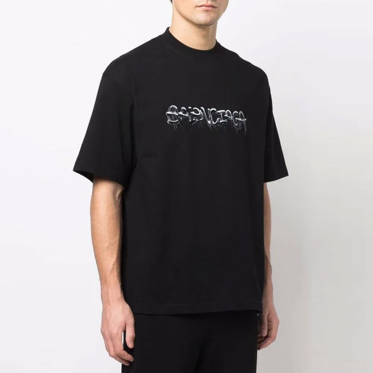 Balenciaga SS22 Slime Graffiti Logo Printed Unisex Black Short Sleeve T-Shirt. 612966TLVF11069 圖 9