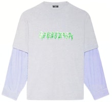 Balenciaga SS22 Slime Stripe Logo Long Sleeve T-Shirt Grey Casual Tee. 671401TLVF11203 Balenciaga SS22 Slime Stripe Logo Long Sleeve T-Shirt Grey Casual Tee. 671401TLVF11203