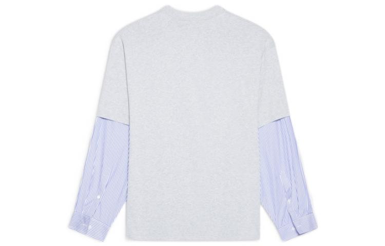 Lookbook バレンシアガ SS22 スライムストライプロゴ 長袖Tシャツ グレー カジュアルTEE 671401TLVF11203