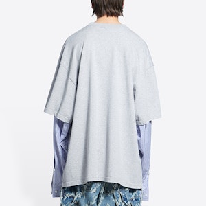 バレンシアガ SS22 スライムストライプロゴ 長袖Tシャツ グレー カジュアルTEE 671401TLVF11203 Purchase バレンシアガ SS22 スライムストライプロゴ 長袖Tシャツ グレー カジュアルTEE 671401TLVF11203