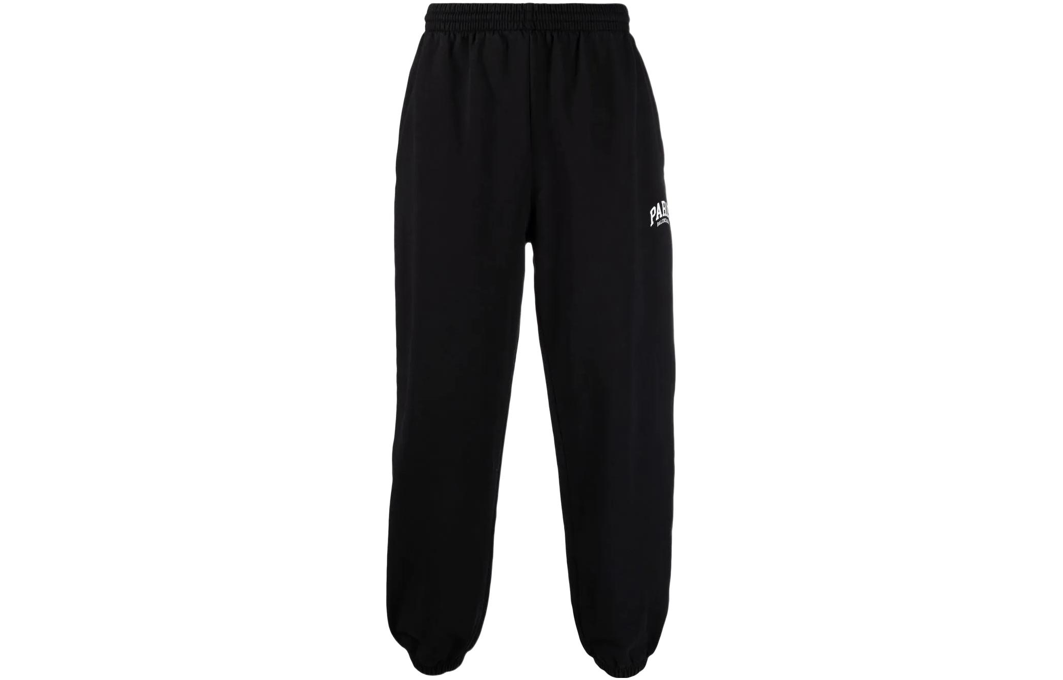 Order Balenciaga SS22 Slogan Print Cotton Jogger Sweatpants Unisex Black. 675244TLVL81070