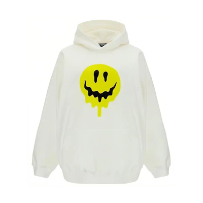 Balenciaga SS22 Smiley Face Print Oversized Hoodie White Pullover. 651799TKVA2863932